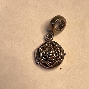 Pandora Style Bead on Hinged Locket with Raised Flower Design SS